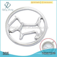 Mignon 22mm rond en alliage d&#39;argent aimer les boîtes de fenêtre de chien pour les pendules de mémoire flottantes